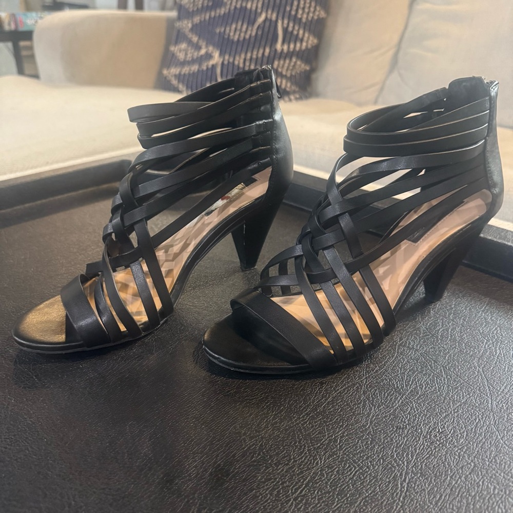 INC International Concepts Black Strappy High Heels, Women’s Size 8, like new!!